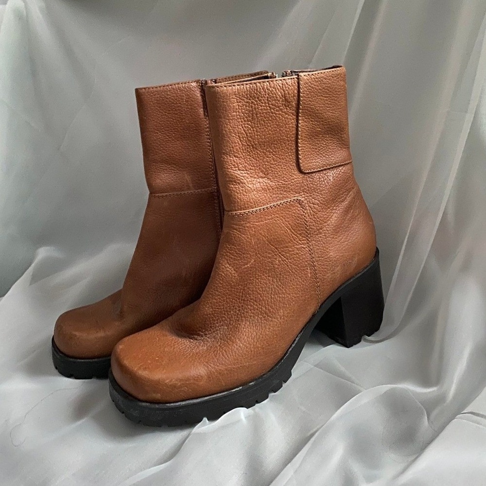 Vintage Y2K Bass Campus Leather Brown Ankle Boots 6.5 Bratz Academia Heritage
